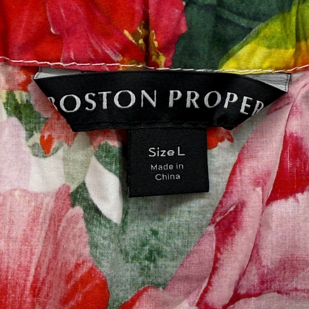Boston Proper Womens Large Tropical Floral Tiered Maxi Skirt Pink Orange Green - Picture 2 of 7